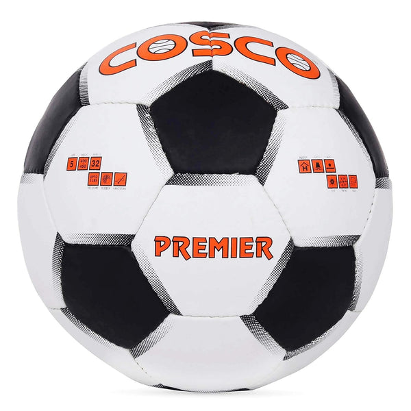 Cosco Premier Football – White/Black Training and Match Ball for Practice, School Games, Clubs & Recreational Football on All Grounds