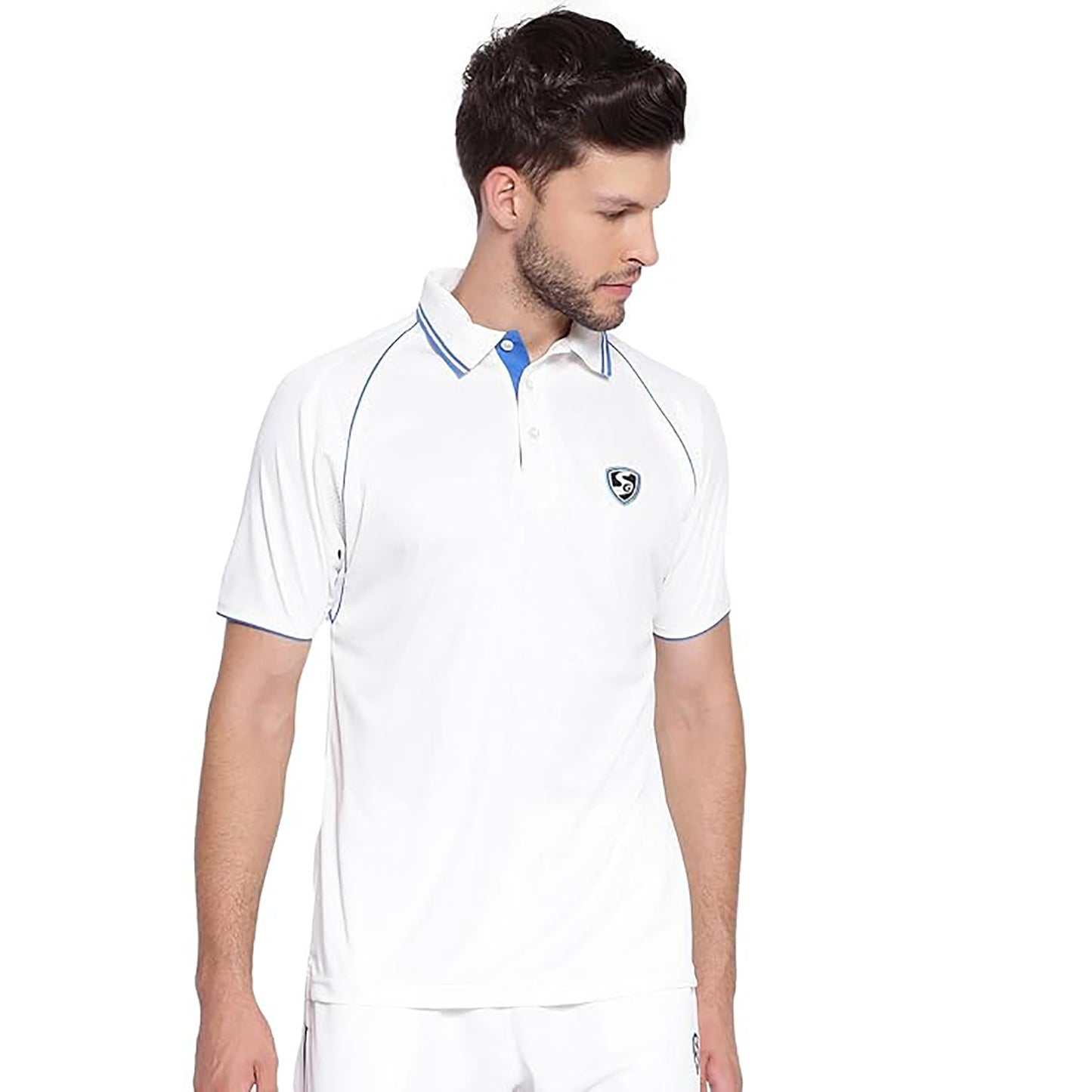 SG Premium 2.0 Half Sleeves White Cricket Shirt – Lightweight, Breathable Matchwear for Comfort, Performance, and Mobility in Practice and League Matches - Best Price online Prokicksports.com