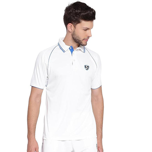 SG Premium 2.0 Half Sleeves White Cricket Shirt – Lightweight, Breathable Matchwear for Comfort, Performance, and Mobility in Practice and League Matches