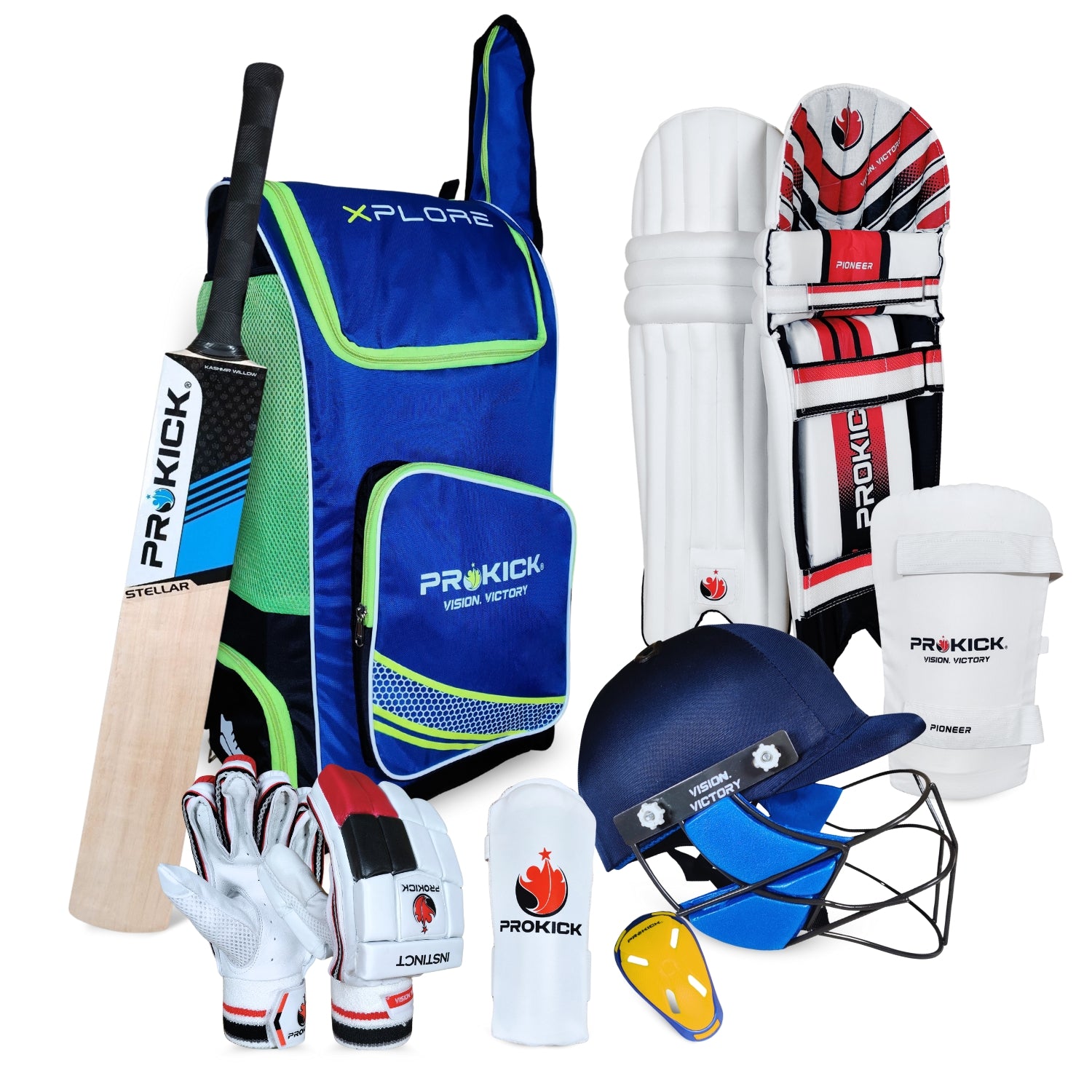 Prokick Prokick Premium Kashmir Willow Full Cricket Kit with Helmet (Right Han ...