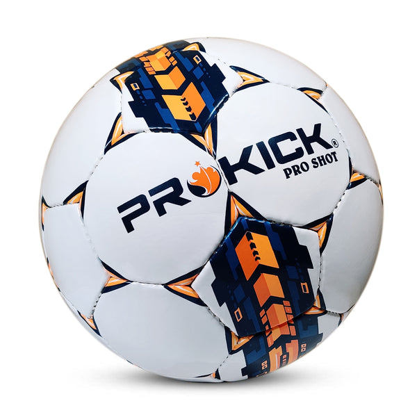 Prokick Pro Shot Hand Stitched 32 Panel PU Football, Size 5 (White/Navy/Orange)