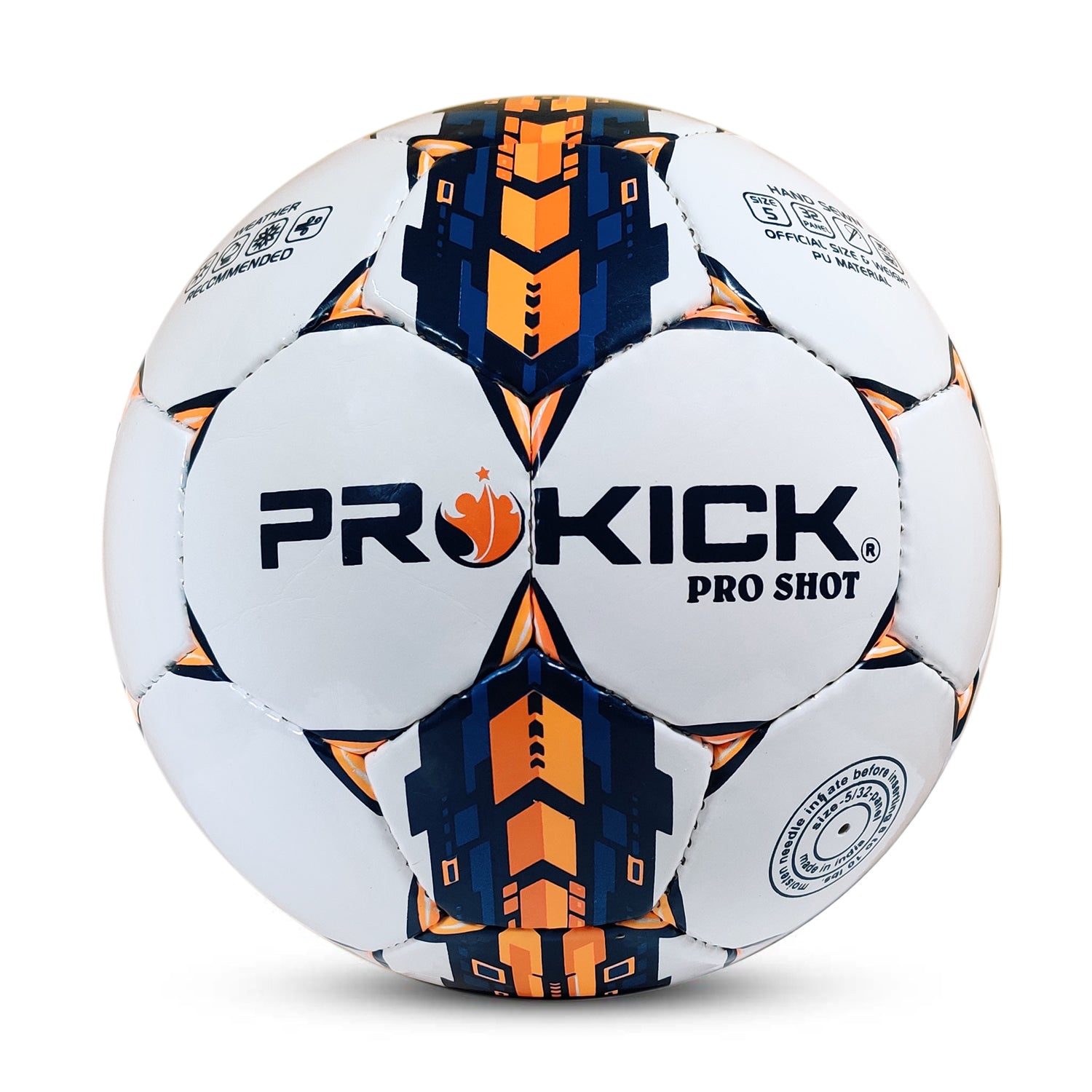 Prokick Prokick Pro Shot Hand Stitched 32 Panel PU Football, Size 5 (White/Nav ...