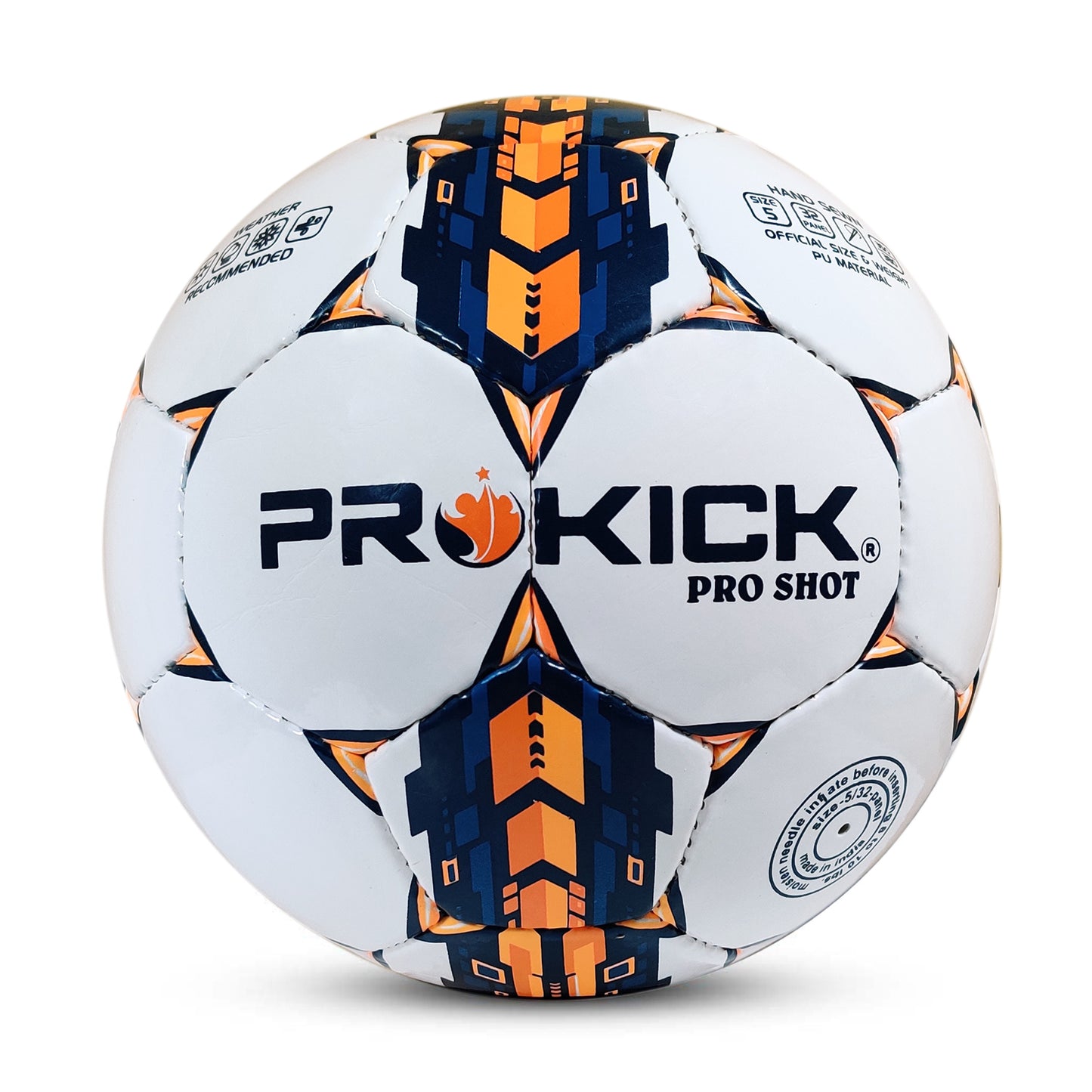 Prokick Pro Shot Hand Stitched 32 Panel PU Football, Size 5 (White