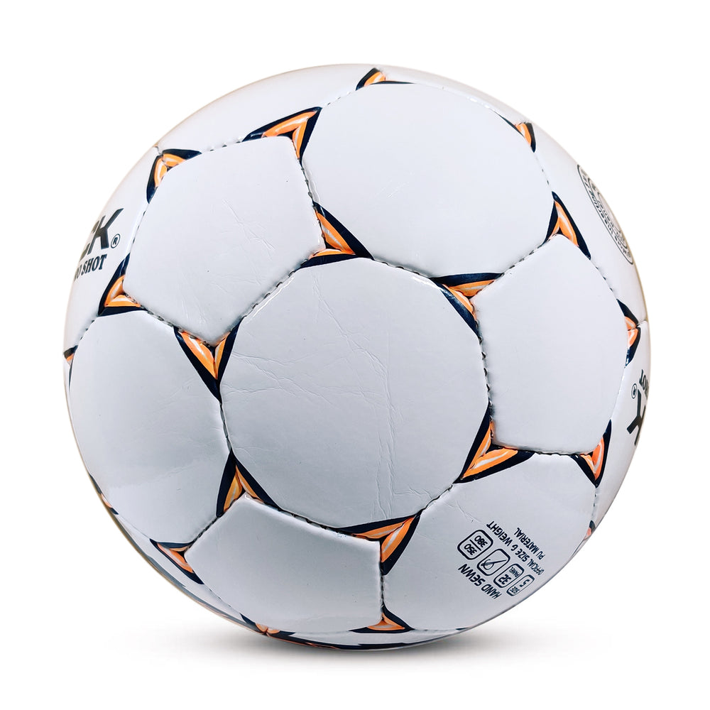 Prokick Pro Shot Hand Stitched 32 Panel PU Football, Size 5 (White/Navy/Orange) - Best Price online Prokicksports.com