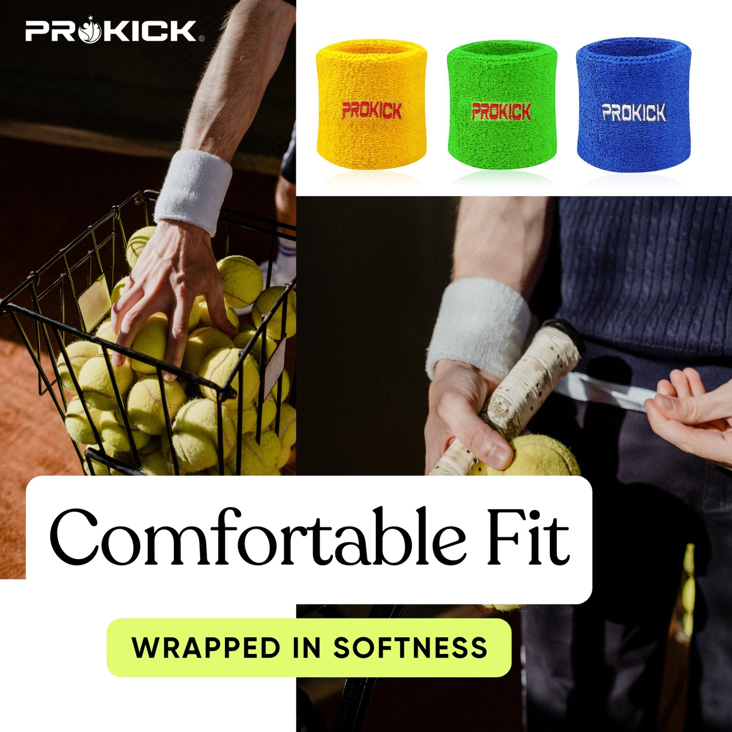 Prokick Cotton Wristband - Suitable for All Sports and Fitness Activities - Best Price online Prokicksports.com