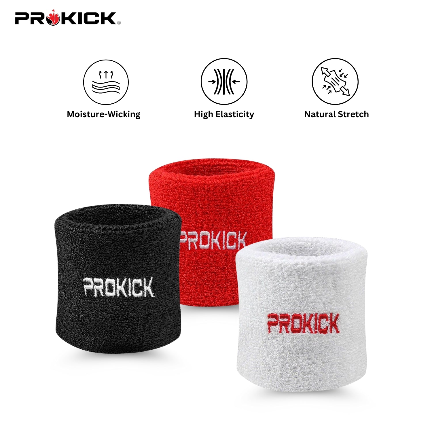 Prokick Cotton Wristband - Suitable for All Sports and Fitness Activities - Best Price online Prokicksports.com