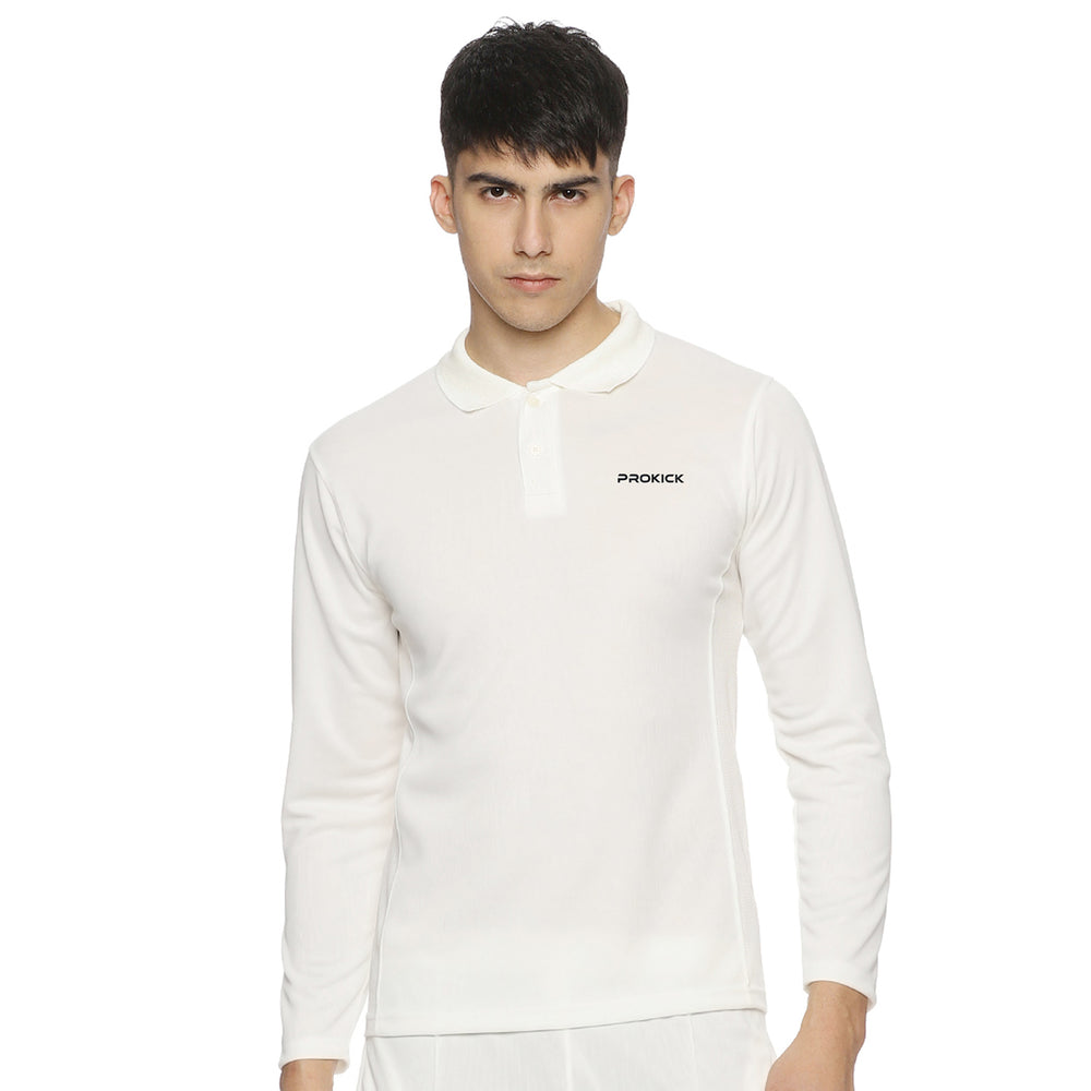 Prokick Club Full Sleeves Cricket T-Shirt, Off White