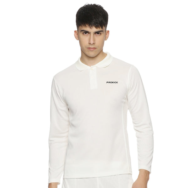 Prokick Club Full Sleeves Cricket T-Shirt, Off White