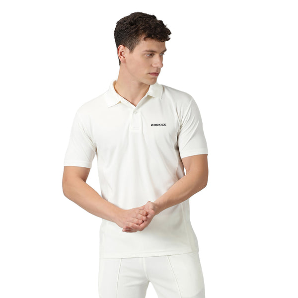 Prokick Club Half Sleeves Cricket T-Shirt, Off White