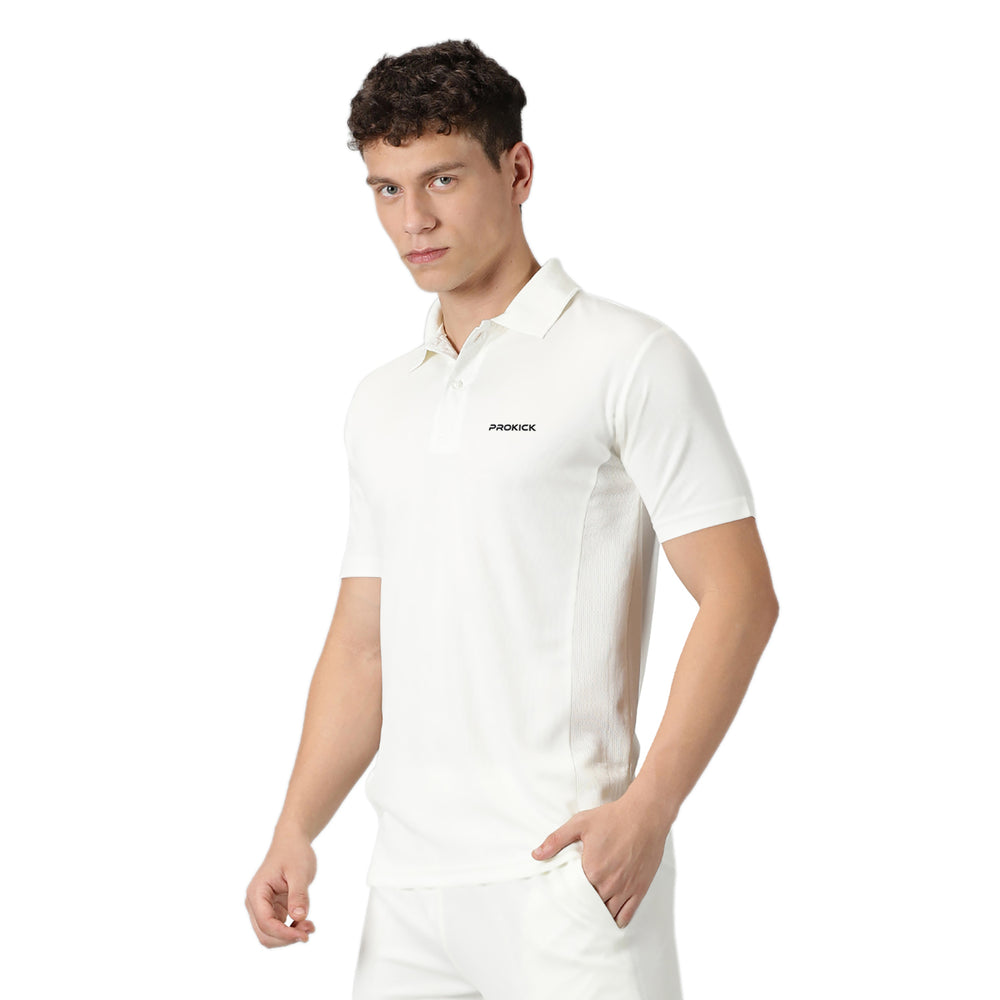 Prokick Club Half Sleeves Cricket T-Shirt, Off White