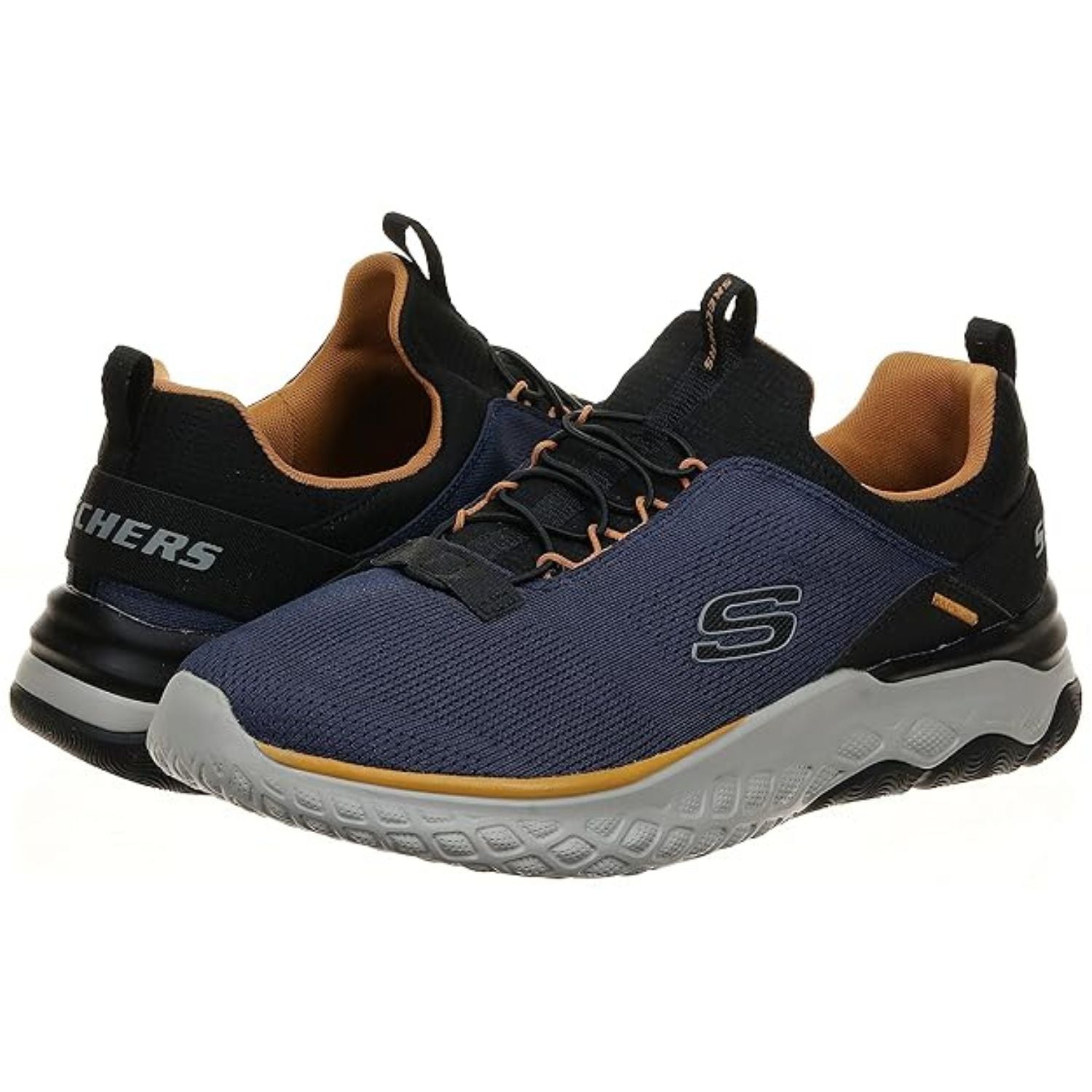 Skechers Bismark‑Merkell Men’s Mesh Running Shoe – Relaxed-Fit Slip-On with Goga Mat Arch Air-Cooled Memory Foam