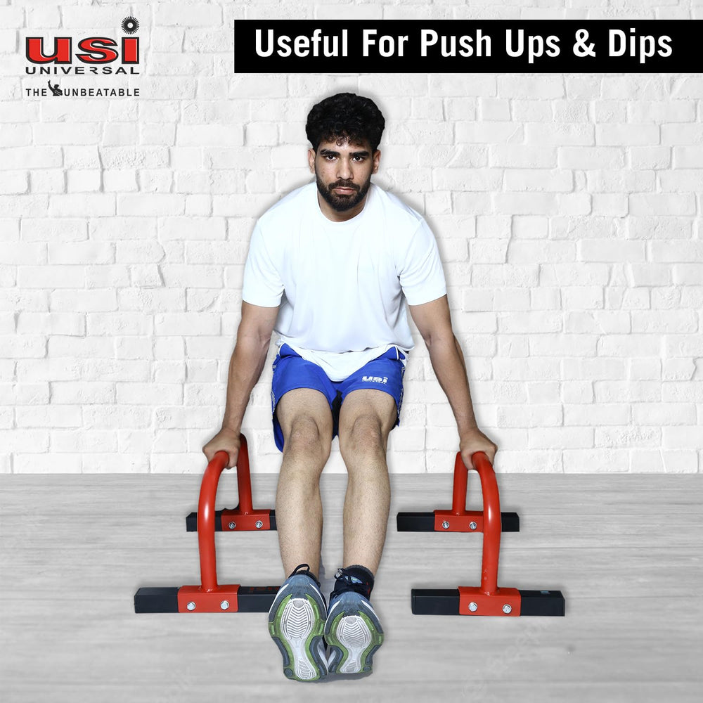 USI Universal 7026 Fitness Parallettes Push-Up Bar Stand Red/Black – Heavy-Duty Calisthenics Equipment for Home Gym, Strength & Bodyweight Training - Best Price online Prokicksports.com