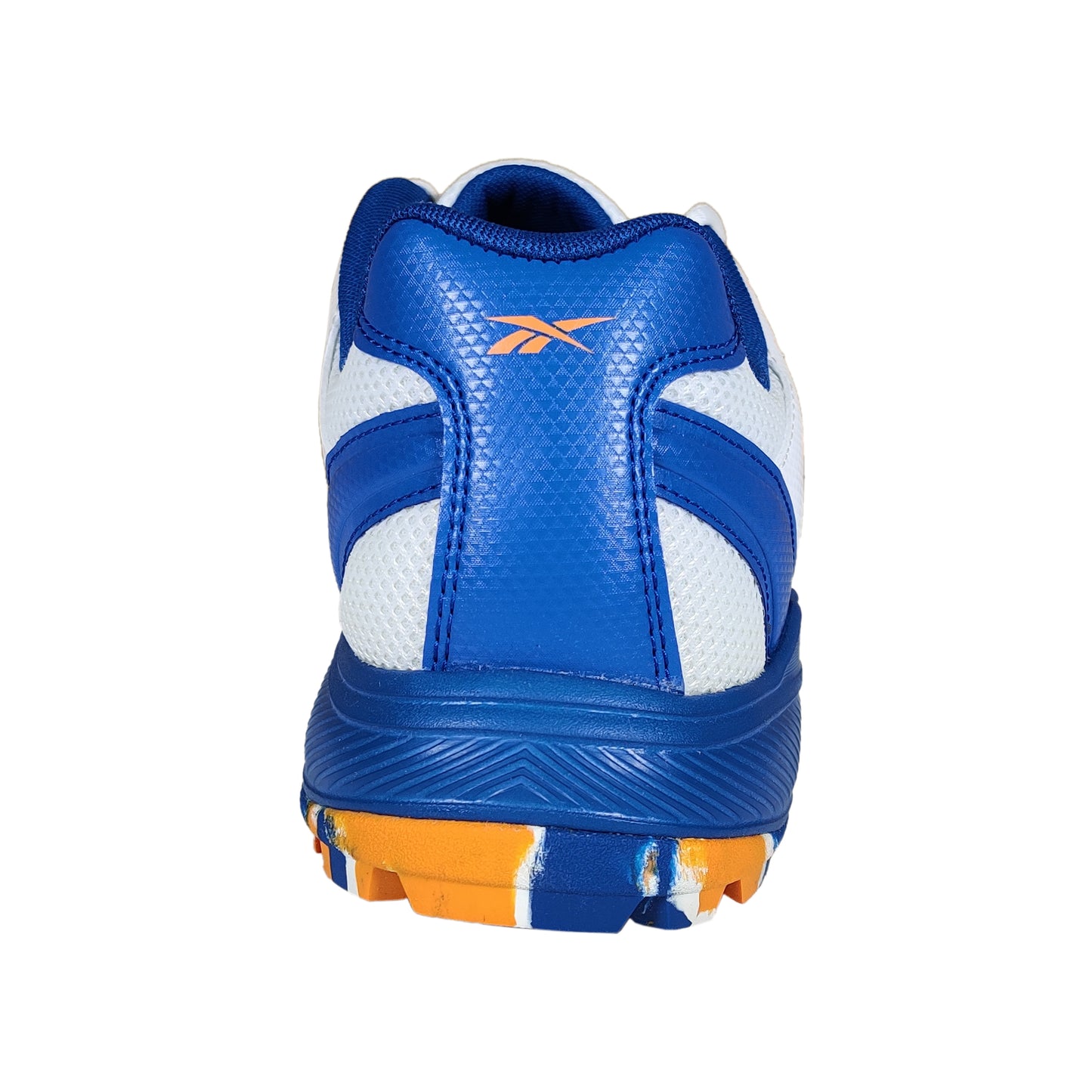 Reebok Re-volve Tech Cricket Shoe, White/Shocking Orange/Vector Blue - Best Price online Prokicksports.com