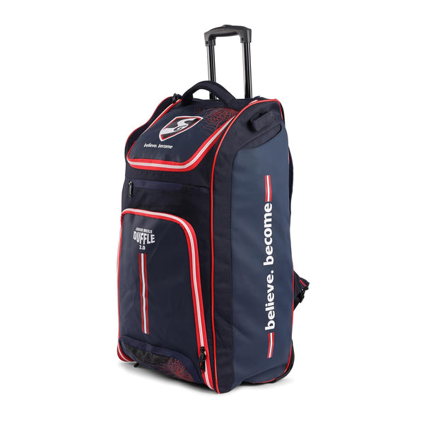 SG RP 2.0 Junior Duffle Trolley Cricket Kitbag – Wheeled Cricket Backpack for Kids with Bat Compartment and Easy Pull Handle for Travel