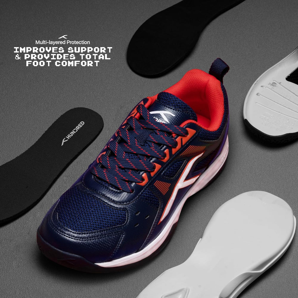 HUNDRED Raze Non-Marking Badminton Shoes | Lightweight Indoor Sports Shoes with X-Cushion, Active Grip Sole & Toe Assist Technology