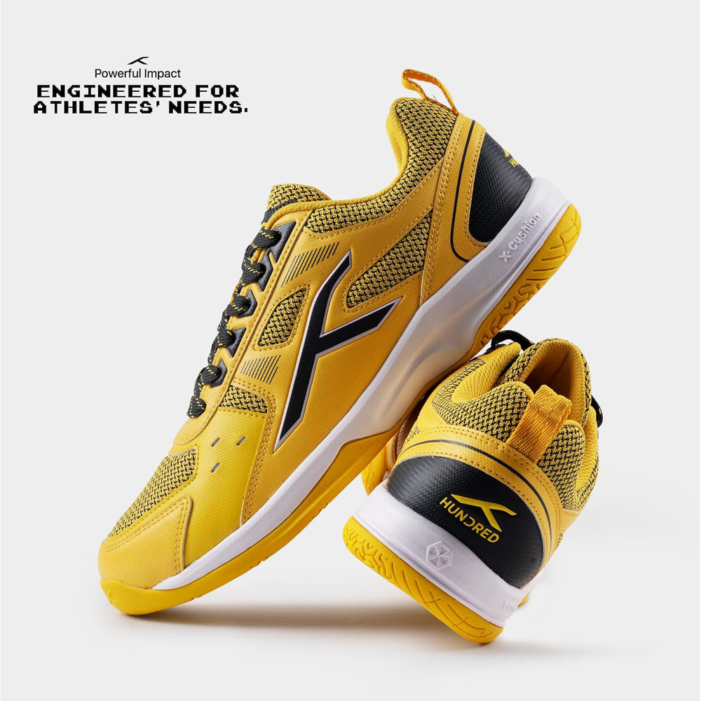 HUNDRED Raze Non-Marking Badminton Shoes | Lightweight Indoor Sports Shoes with X-Cushion, Active Grip Sole & Toe Assist Technology