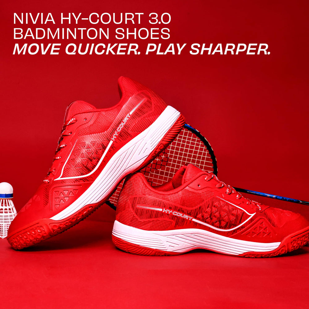 NIVIA Hy Court 3.0 Badminton Shoes – Mesh/TPU Upper, Duofoam Cushion, Non-marking Herringbone Sole | Lightweight Comfort, Secure Fit, For Indoor Court Sports - Best Price online Prokicksports.com