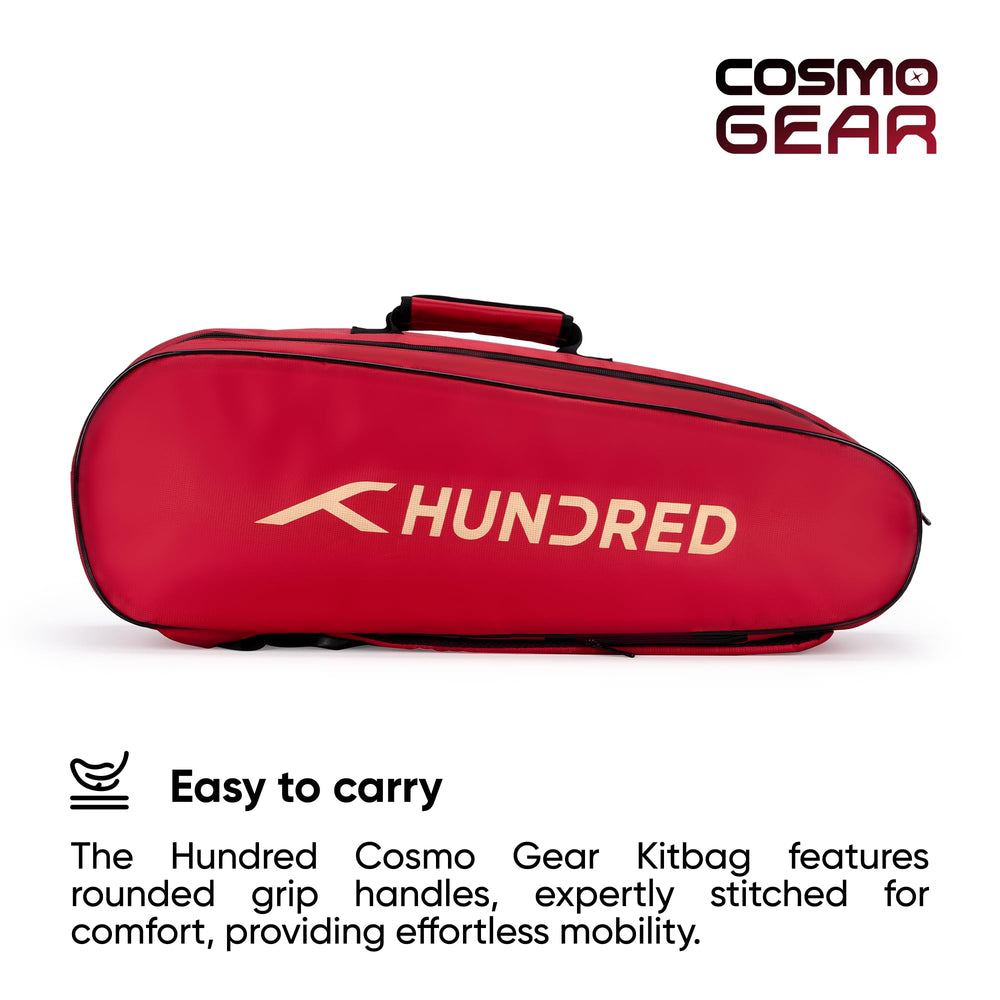 Hundred Cosmogear Badminton Kit-Bag – Double-Zipper Polyester Kit Bag with Front Zipper Pocket & Padded Backpack Strap