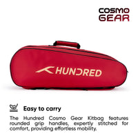 Hundred Cosmogear Badminton Kit-Bag – Double-Zipper Polyester Kit Bag with Front Zipper Pocket & Padded Backpack Strap