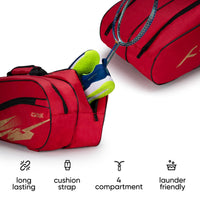 Hundred Cosmogear Badminton Kit-Bag – Double-Zipper Polyester Kit Bag with Front Zipper Pocket & Padded Backpack Strap