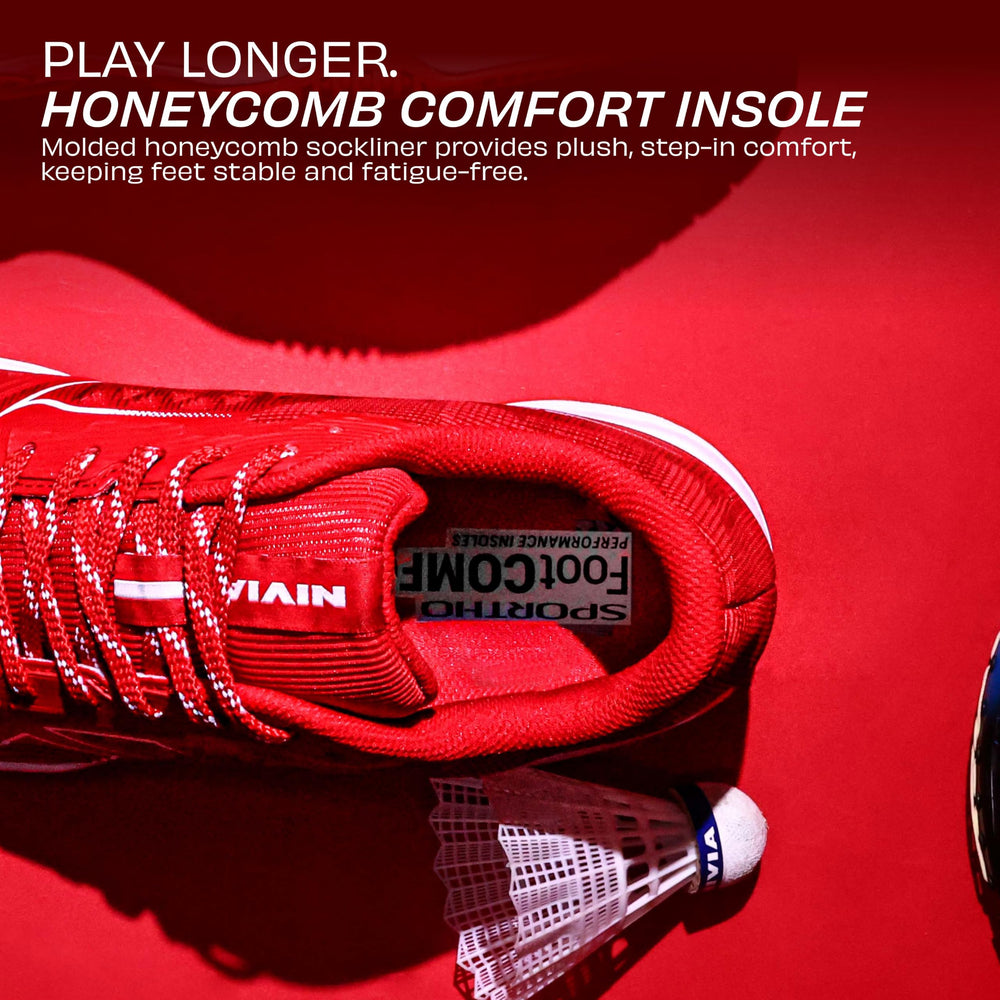 NIVIA Hy Court 3.0 Badminton Shoes – Mesh/TPU Upper, Duofoam Cushion, Non-marking Herringbone Sole | Lightweight Comfort, Secure Fit, For Indoor Court Sports - Best Price online Prokicksports.com
