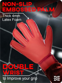 Vector X Quantum Goalkeeper Gloves | Professional Latex Soccer Goalie Gloves with Finger Protection | Size 10 | Red