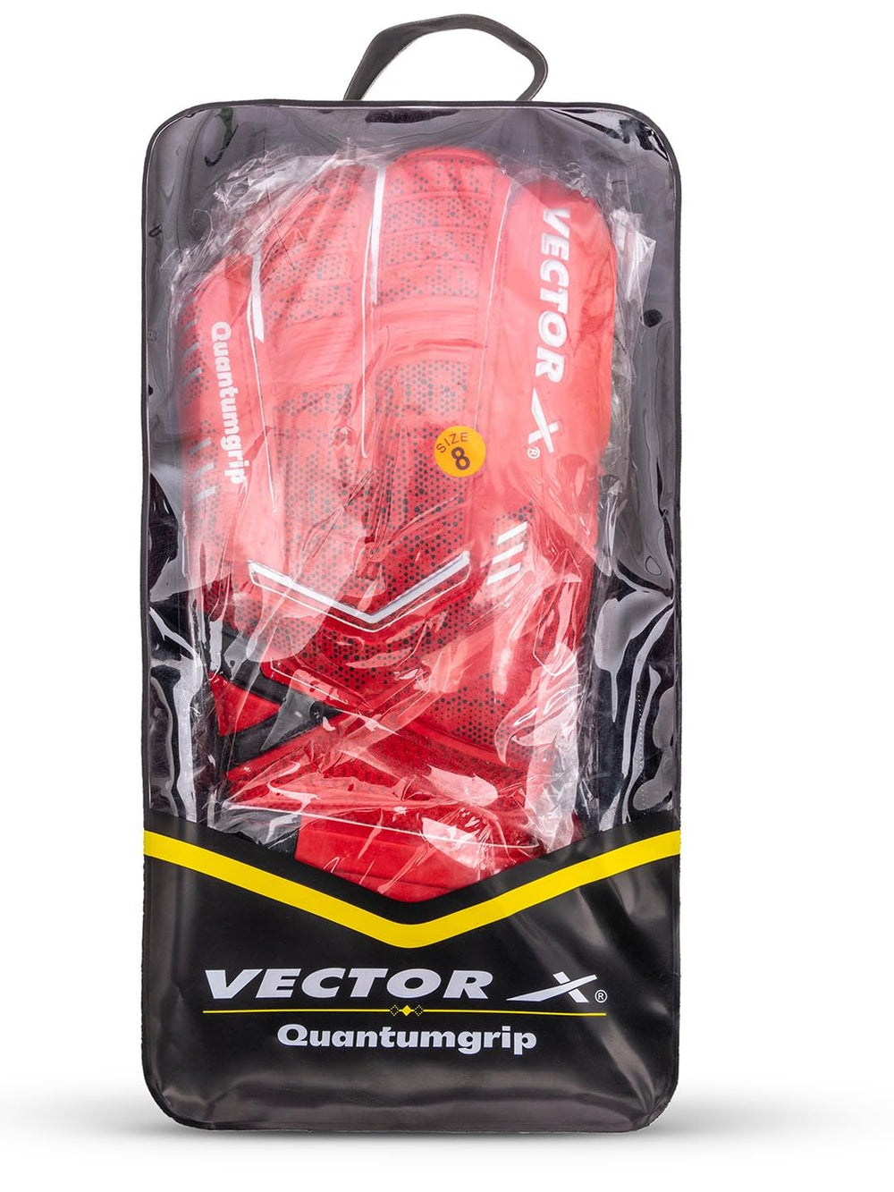 Vector X Quantum Goalkeeper Gloves | Professional Latex Soccer Goalie Gloves with Finger Protection | Size 10 | Red