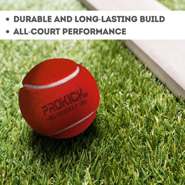 Prokick Heavy Weight Cricket Tennis Ball, Red (Pack of 6)