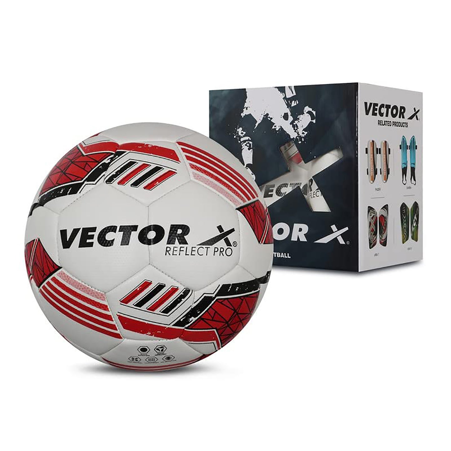Vector X Reflect Pro Thermo Fusion Football Red Size 5 with Seamless Surface, Butyl Bladder, Durable PU Cover for Professional Match & Training Use - Best Price online Prokicksports.com