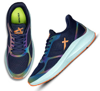 Vector X Reflector Jogging Shoes | Lightweight Sports Shoes for Men | Breathable Mesh Sneakers for Running, Walking, Gym & Training – Navy/Orange - Best Price online Prokicksports.com