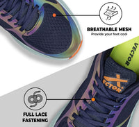 Vector X Reflector Jogging Shoes | Lightweight Sports Shoes for Men | Breathable Mesh Sneakers for Running, Walking, Gym & Training – Navy/Orange - Best Price online Prokicksports.com