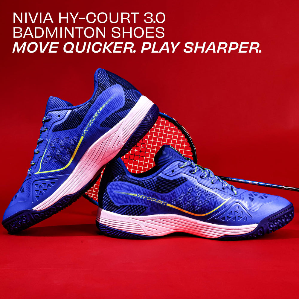 NIVIA Hy Court 3.0 Badminton Shoes – Mesh/TPU Upper, Duofoam Cushion, Non-marking Herringbone Sole | Lightweight Comfort, Secure Fit, For Indoor Court Sports - Best Price online Prokicksports.com