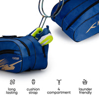 Hundred Cosmogear Badminton Kit-Bag – Double-Zipper Polyester Kit Bag with Front Zipper Pocket & Padded Backpack Strap