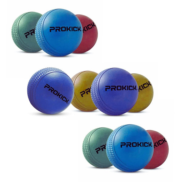 Prokick Cricket Rubber Balls – Assorted Colors (Pack of 10) for Practice, Street Cricket & Soft Play