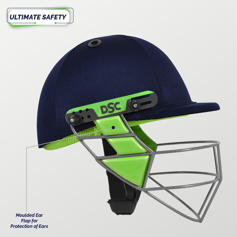 DSC Vizor Cricket Helmet – High-Impact Polypropylene Helmet with Adjustable Face Guard &  Breathable Mesh Padding