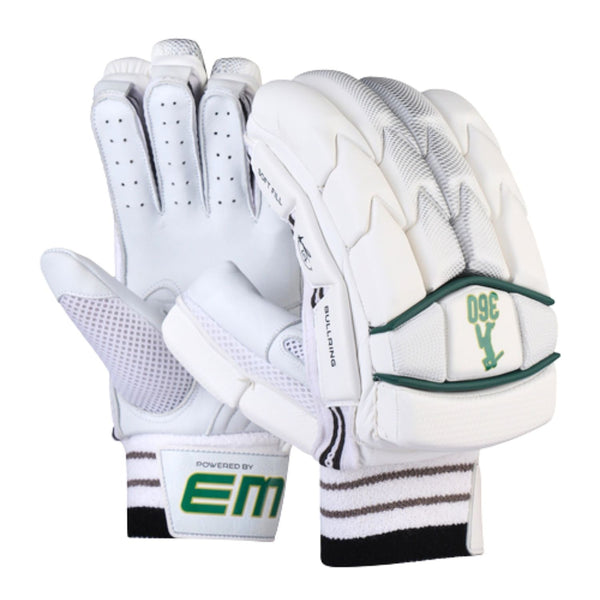 EM 360 Bull Ring Right Hand Cricket Batting Gloves – ABD 360 Bull Ring Sheep Leather Palm & Hi‑Density EVA Protection for Power Hitters