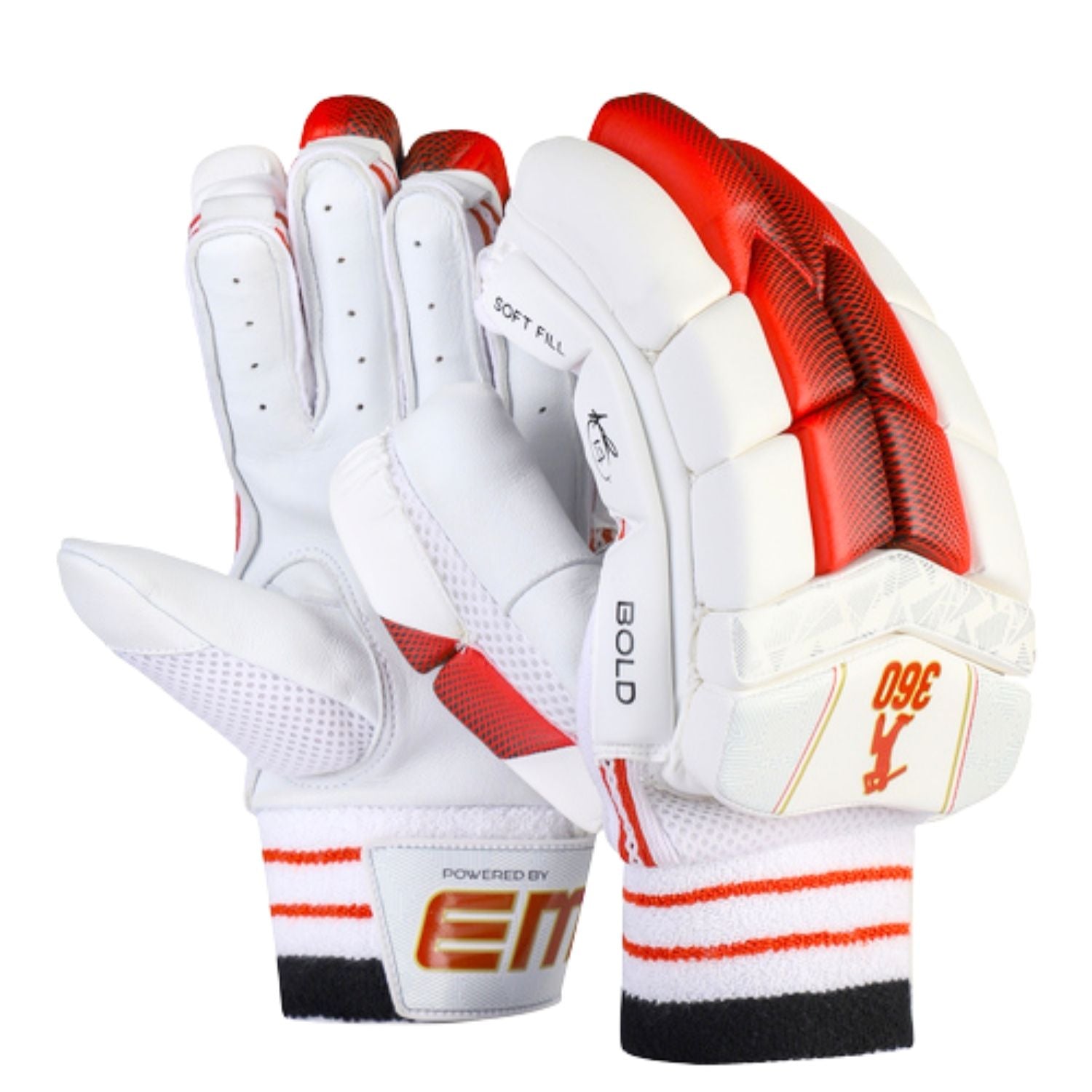 EM 360 Bold Right Hand Cricket Batting Gloves – ABD 360 Bold Finest Sheep Skin Palm & Hi‑Density EVA Pro Protection - Best Price online Prokicksports.com