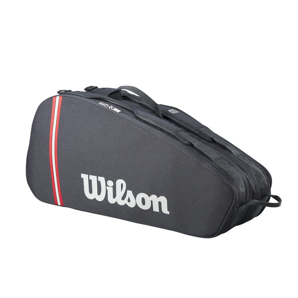 Wilson Tour 2025 Tennis Bag– WR8037501001, Grey/Black, Up to 6 Rackets with Dual Compartments & Backpack Straps