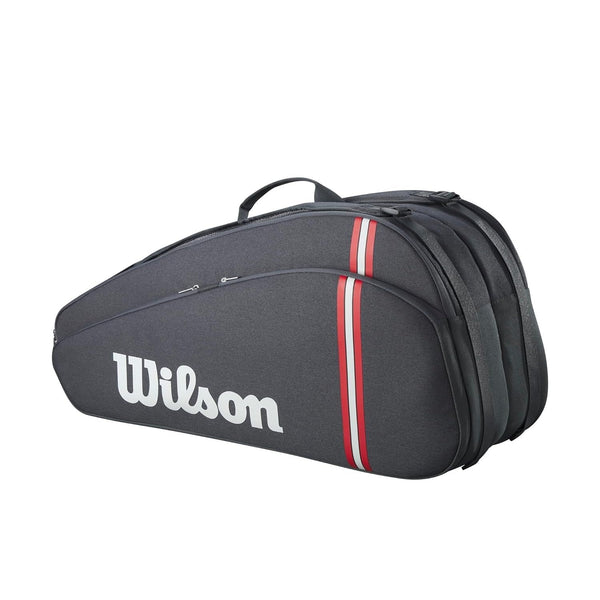 Wilson Tour 2025 Tennis Bag– WR8037501001, Grey/Black, Up to 6 Rackets with Dual Compartments & Backpack Straps