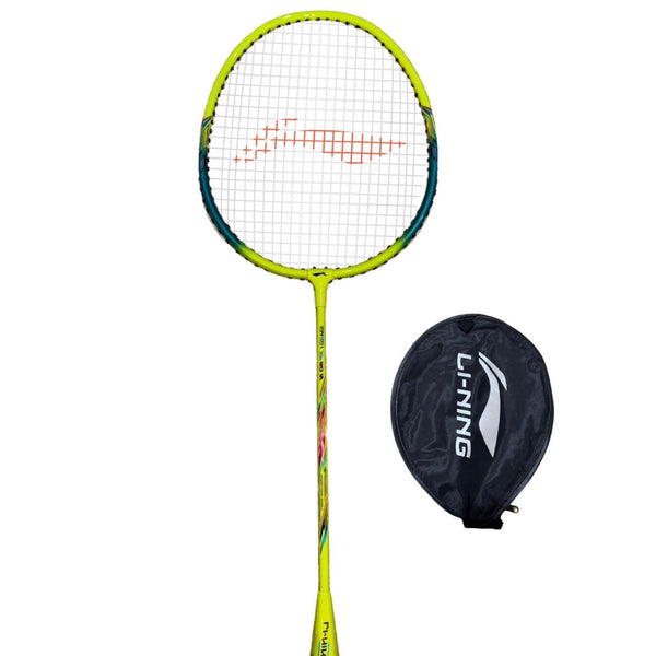 Li-Ning Smash XP 80 IV AYPU169-1 Strung Badminton Racquet, G5 Lightweight, Lime/Green, with Half Cover – Beginner All-Round Control