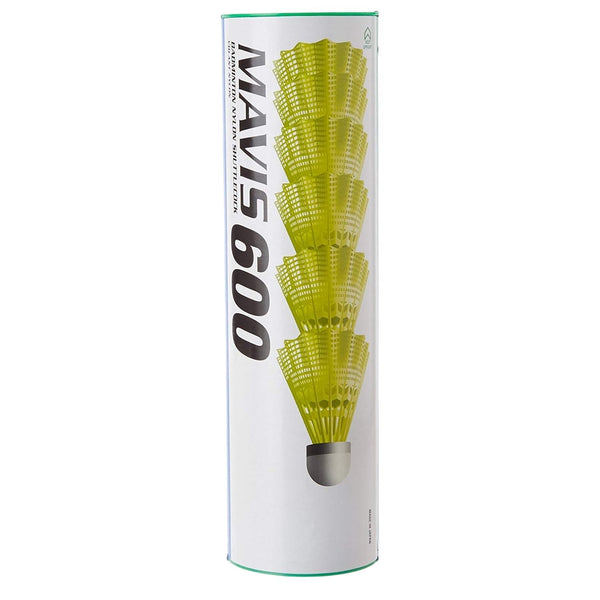 Yonex Mavis 600 Nylon Badminton Shuttlecock, Yellow, Wing Rib Technology, Durable Flight, Slow Speed (Tube of 6) – Training & Club Play