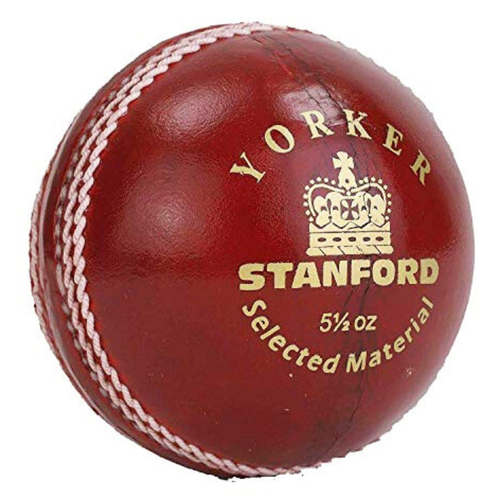 SF Yorker Cricket Leather Ball – Red (1 PC), Premium Four Piece Hand Stitched Leather Cricket Ball for Practice & Matches
