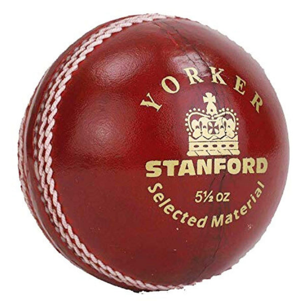 SF Yorker Cricket Leather Ball – Red (1 PC), Premium Four Piece Hand Stitched Leather Cricket Ball for Practice & Matches