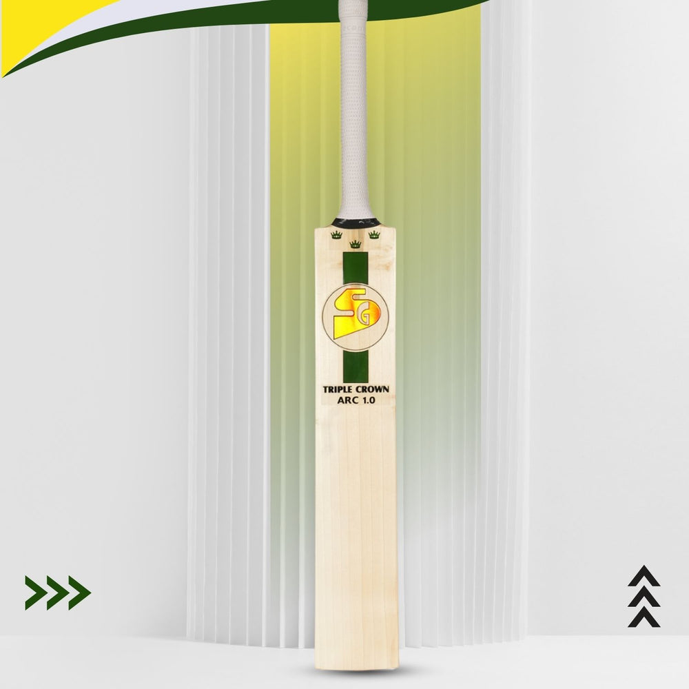 SG Triple Crown Arc 1.0 English Willow Cricket Bat – SH, Grade 1 Willow, Professional-Grade Bat for Advanced Players, Thick Edges, Lightweight with Bat Cover