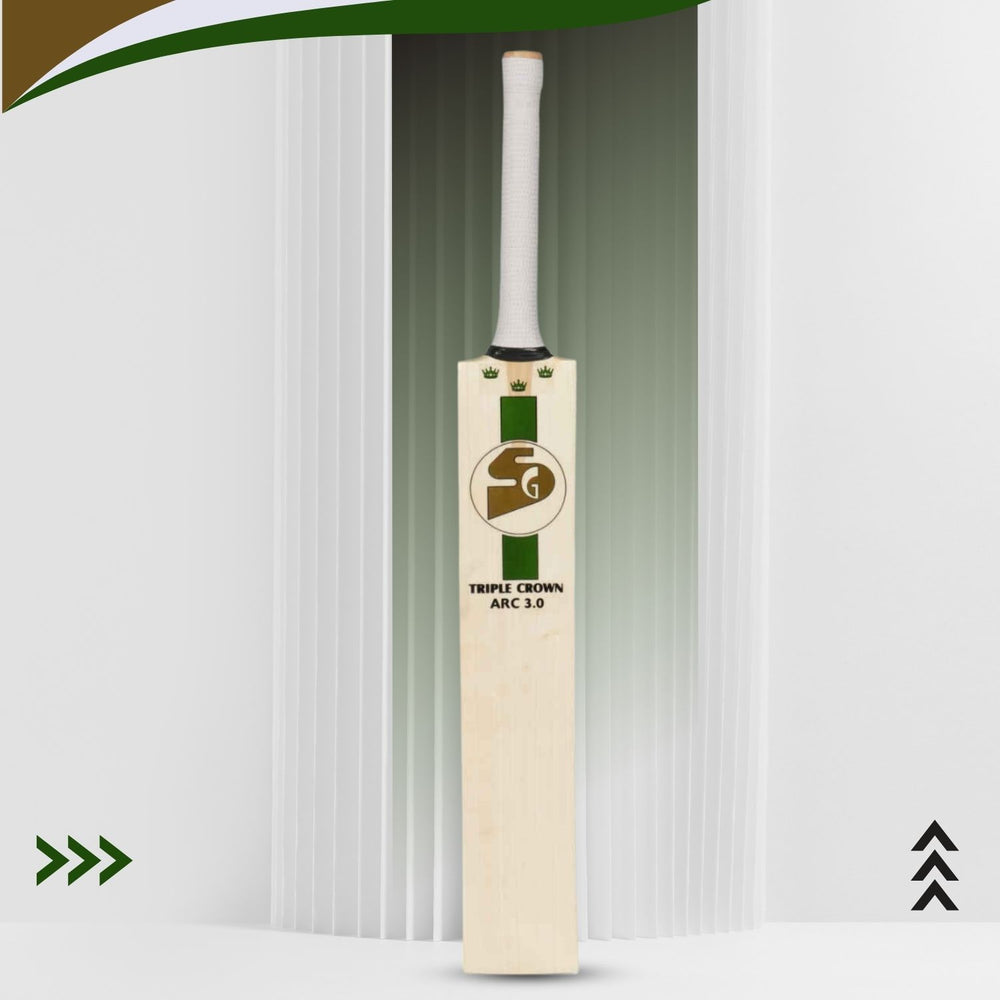 SG Triple Crown Arc 3.0 English Willow Cricket Bat – SH, Grade 3 Willow, Lightweight with Thick Edges, Ideal for Leather Ball Practice & Club Matches