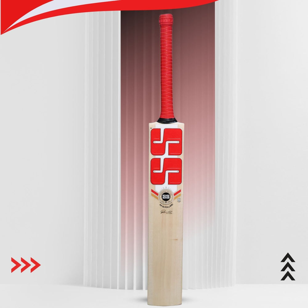 SS KP‑55 “Pollard” Kashmir Willow Cricket Bat – Grade 1, Concave Edges, Full-Profile Blade & Includes Bat Cover (Short Handle)