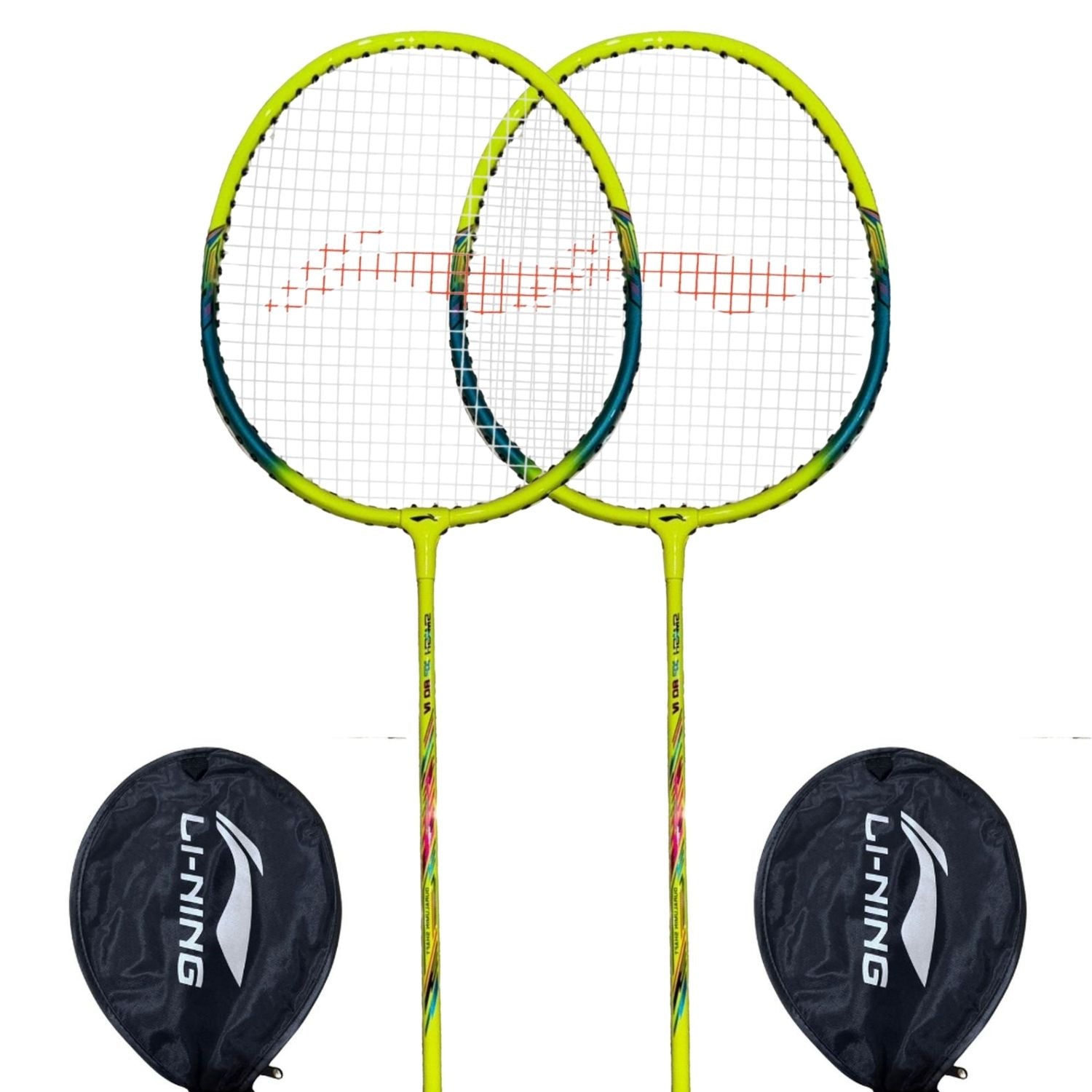 Li-Ning Smash XP 80 IV AYPU169-1 Strung Badminton Racquet with Full Cover (Pack of 2 Rackets), G5 Grip, Lightweight Lime/Green for Beginners - Best Price online Prokicksports.com