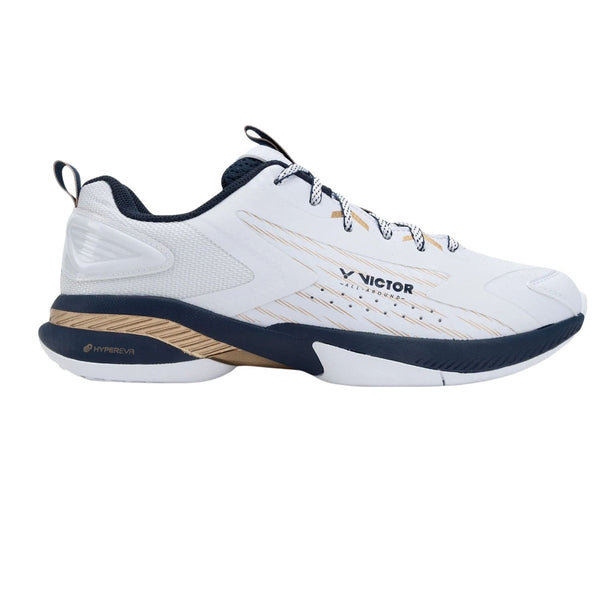 Victor A970TD-IN-AX Badminton Shoes – Bright White/Light Gold | Lightweight & High-Grip Court Performance
