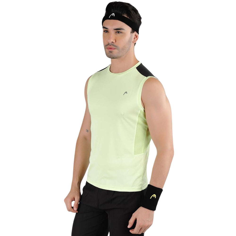 HEAD HMS‑508 Men’s Sleeveless Sports Sando – Lightweight Interlock Polyester with Ventilated Mesh Panels (Sea Green) - Best Price online Prokicksports.com
