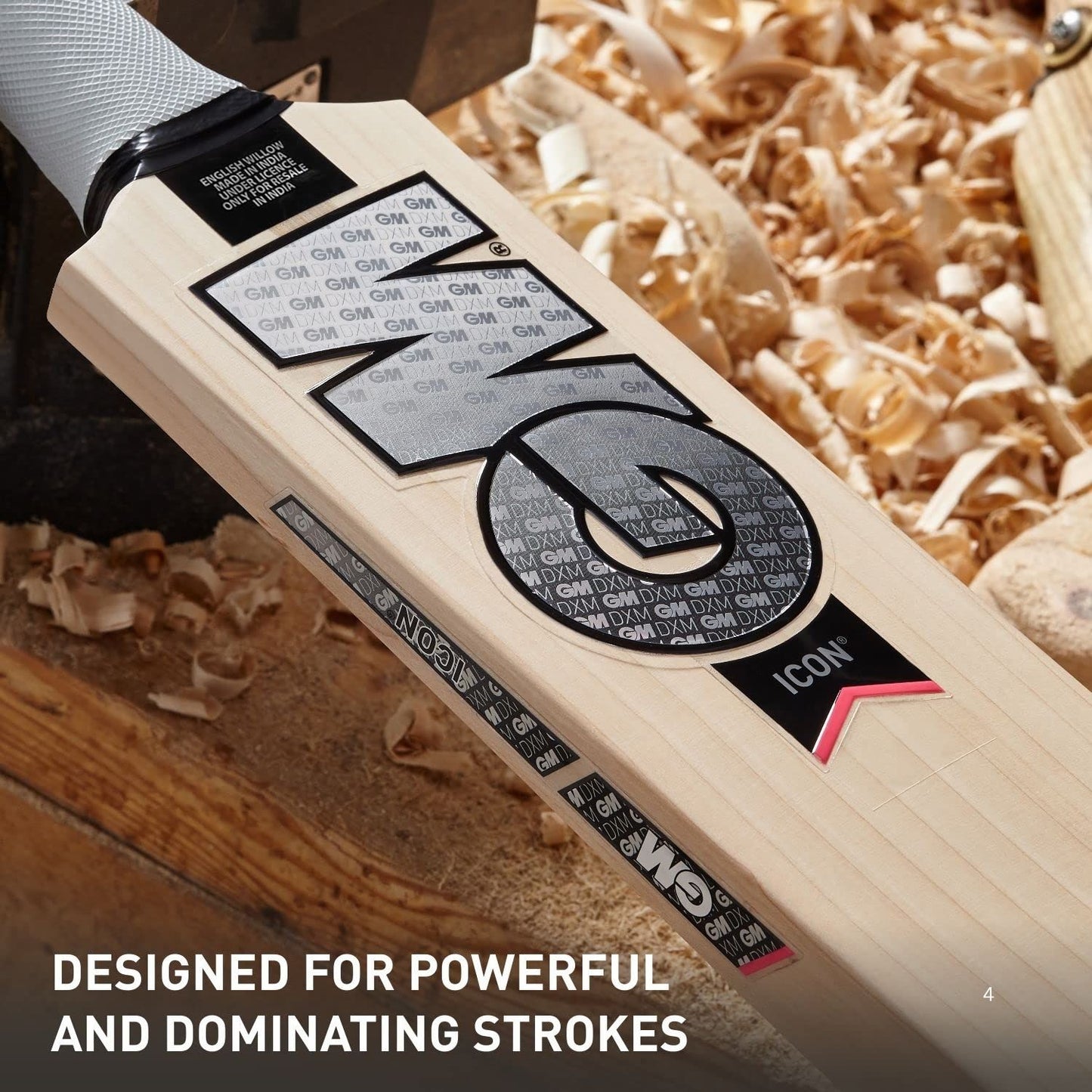 GM Icon 606 English Willow Cricket Bat – SH Mens | Grade 3 Willow, Full Profile, L555 Blade, Power Arc Bow | Large Sweet Spot, Treble Spring Cane Handle - Best Price online Prokicksports.com
